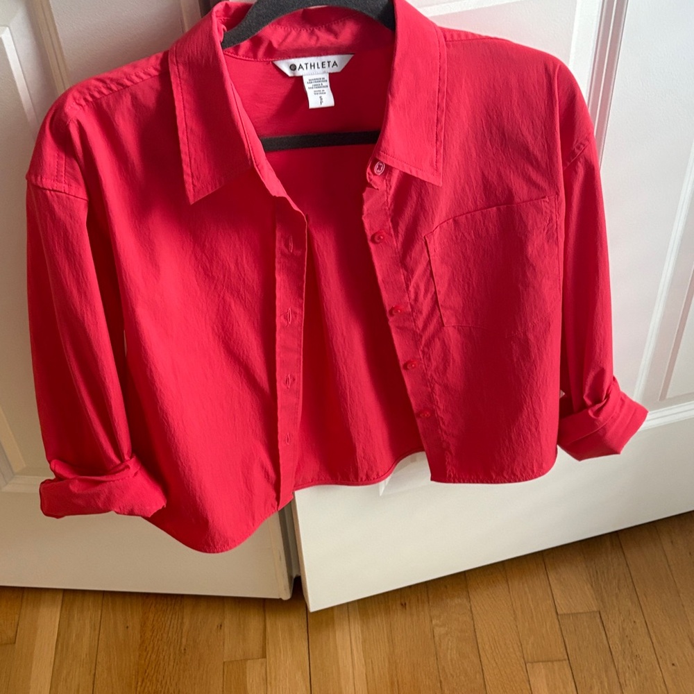 Athleta Vibrant Red Cropped Shacket